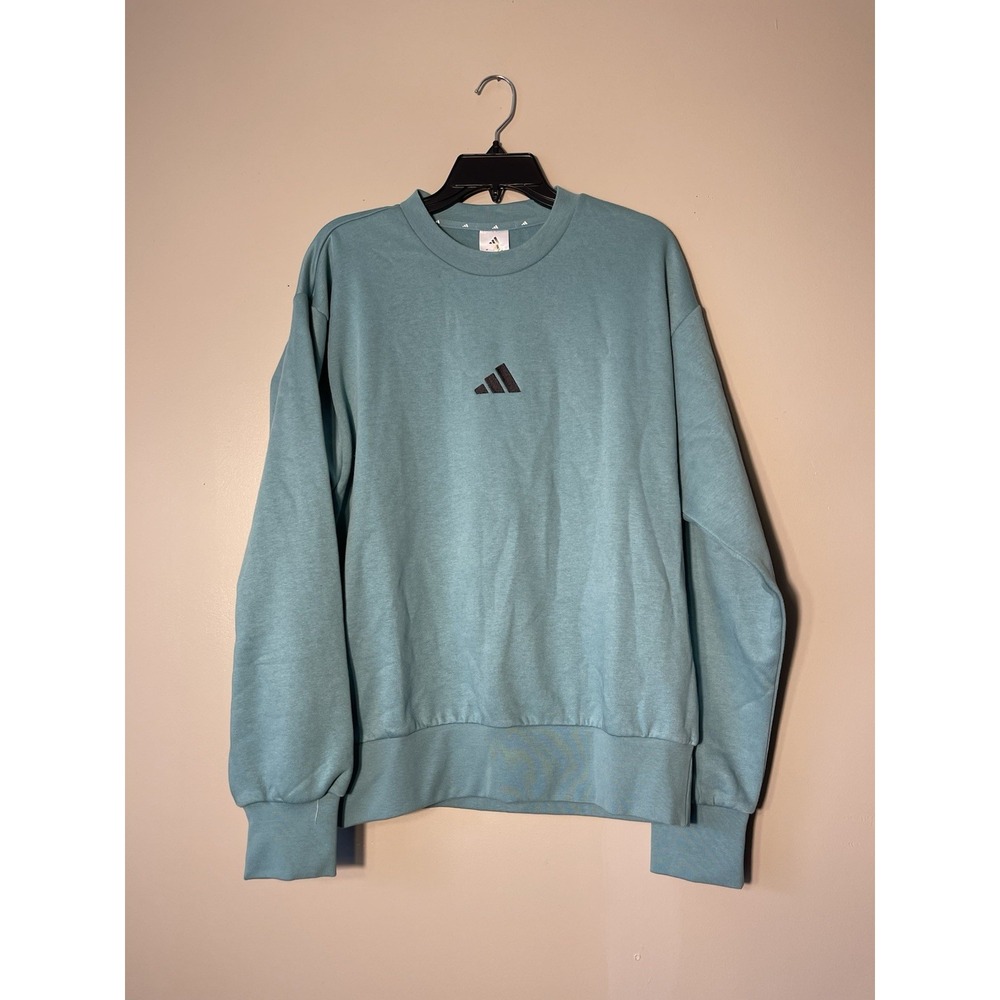 Adidas Essentials Feelcozy Fleece Sweatshirt Heather Green Men's Size Small NWT